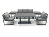 Fimous Outdoor Aluminium Garden Furniture Set with Adjustable Rising Lifting Dining Table 3 Seater Sofa 2 Chair 2 Side Tables Dark Grey