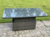 Fimous 6 Pieces Garden Furniture Sets Poly Rattan Outdoor Patio Height Adjustable Rising Lifting Table Sofa Dining Set with Side Table 2 Small Footstools