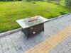 Fimous Rattan Garden Furniture Dining Set 6-seater Patio Rectangular Gas Firepit Table Chairs Outdoor Dark Grey Mixed