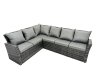 Fimous 11 Seat Rattan High Back Corner Sofa Set Patio Dining Table Set with 4 Stools 2 Chairs Dark Grey Mixed