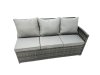 Fimous 10 Seat Poly Rattan Outdoor Patio Oblong Coffee Table Corner Sofa Set with 3 Stool Chair for Garden Backyard Dark Grey Mixed