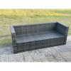 Fimous 6 Seater Rattan Garden Furniture Set Outdoor Patio Sofa Set with Oblong Coffee Table Side Table Dark Grey Mixed