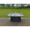 Fimous Outdoor Rattan Garden Corner Furniture Gas Fire Pit Dining Table Gas Heater Sets Lounge Chair Dark Grey 7 Seater