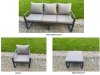 Fimous Aluminium Garden Furniture Sets,9 Seater Outdoor Sofa Dining Set with Adjustable Rising Lifting Dining Table 2 Side Tables 2 Small Footstools for Yard,Poolside, Patio, Dark Grey