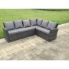 Fimous 9 Seater High Back Rattan Garden Furniture Set Corner Sofa With Black Tempered Glass Dining Table Footstool With Chair