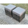 Fimous 6 Seater Dark Grey Mixed PE Wicker Rattan Garden Furniture Set Love Sofa 2 Seater Sofa Set Outdoor Rectangular Dining Table With 2 Stools