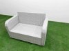 Fimous 8 Seater PE Wicker Rattan Furniture Sofa Sets with Oblong Coffee Table 2 Seater Love Sofa 2 Big Footstool Light Grey