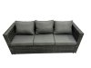 Fimous Outdoor PE Rattan Sofa Set with Dining Table Patio Garden Furniture Sets with Chair 3 Stool Side Table Dark Grey Mixed