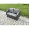 Fimous Patio Garden Furniture Sets Wicker 7 Seater Outdoor Rattan Furniture Sofa Sets with Rectangular Coffee Table Reclining Chair Loveseat Sofa 3 Seater Sofa Big Footstool