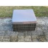 Fimous 4 PCS Outdoor Lounge Sofa Set Wicker PE Rattan Garden Furniture Set with Armchair Oblong Coffee Table Big Footstool Dark Grey Mixed