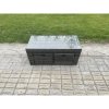 Fimous Outdoor Lounge Sofa Set 9 Seater Rattan Garden Furniture Set with Rectangular Coffee Table 2 Small Footstools 3 Seater Sofa 2 Side Tables Dark Grey Mixed