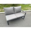 Fimous Aluminum Outdoor Garden Furniture Corner Sofa Adjustable Rising Lifting Dining Table Sets Black Tempered Glass Dark Grey 7 Seater