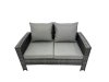 Fimous 7 Seater Wicker PE Rattan Furniture Outdoor Dining Table Double Seat Sofa 2 Side Table 3 Stool Set Dark Grey Mixed