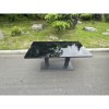 Fimous Aluminum Garden Furniture Dining Set Adjustable Rising Lifting Table And Chairs Patio Outdoor 4 Seat Plus Black Tempered Glass Dark Grey
