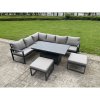 Fimous Aluminium Garden Furniture Sets,10 Seater Outdoor Conversational Dining Set with Adjustable Rising Lifting Dining Table Cushions for Yard,Poolside, Patio, Dark Grey