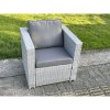Fimous Light Grey Rattan Single Chair Patio Outdoor Garden Furniture With Thick Seat And Back Cushion