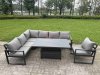 Fimous 7 Piece Garden Furniture Set 8 Seater Aluminium Outdoor Dining Set Dark Grey