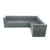 Fimous Outdoor Lounge Rattan Corner Sofa Set Garden Furniture Rectangular Dining Table Chair Dark Grey