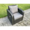 Fimous 7 Seater Dark Grey PE Wicker Rattan Garden Furniture Set Reclining Chair Lounge Sofa 3 Seater Sofa Set Outdoor Rectangular Dining Table