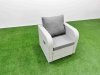 Fimous PE Rattan High Back Lounge Sofa Set Patio Square Coffee Table & Chairs Set with 3 Seater Sofa Reclining Chair Side Table Light Grey
