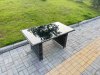 Fimous Rattan Garden Furniture Dining Set 4-seater Patio Black Glass Table Chairs Outdoor Dark Grey Mixed