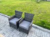 Fimous 7-Piece PE Rattan Garden Furniture 6 Seater Garden Big Round Table and Chairs for Patio Dark Grey Mixed
