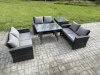 Fimous 6 Seater Rattan Wicker Garden Furniture Patio Conservatory Sofa Set with Rectangular Dining Table Love Seat Sofa Side Table