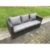 Fimous Rattan Garden Furniture Set Gas Fire Pit Lounge Sofa Chair Dining Set with Arm Chair Stools