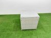 Fimous Patio Outdoor Garden Furniture Sets with Black Glass Top Dining Table 3 Seater Sofa Side Table 2 Big Stool Light Grey