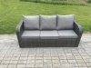 Fimous 11 Seater Rattan Outdoor Garden Furniture Sofa Set Patio Table & Chairs Set with 3 Seater Sofa Rectangular Dining Table 3 Footstool Dark Grey Mixed