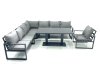 Fimous 8 Seater Outdoor Aluminum Garden Furniture Set Corner Sofa Chair Adjustable Rising Lifting Dining Table Sets Dark Grey