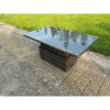 Fimous Rattan Garden Furniture Set Rising Adjustable Lifting Dining Table Lounge Sofa Set With Foostools Dark Grey Mixed