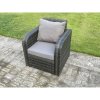 Fimous Outdoor Rattan Garden Furniture Sofa Set Dining Table Reclining Chairs Love Sofa 6 Seater