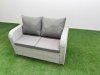 Fimous Patio PE Wicker 8 Seater Outdoor Rattan Furniture Sofa Sets with Rectangular Dining Table Reclining Chair Loveseat Sofa 3 Seater Sofa 2 Big Footstools 2 Side Table Light Grey
