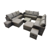 Fimous Rattan Garden Outdoor Furniture Set 3 Seater Sofa Square Coffee Table Set with 4 Stools Dark Grey Mixed