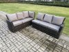 Fimous 10 Seater Garden Rattan Furniture Corner Dining Set with 2 Small Footstools Armchair Indoor Outdoor Lounge Sofa Set Dark Grey Mixed