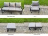 Fimous Garden Aluminium Furniture Set Dark Grey 9 Seater Outdoor Patio Adjustable Rising Lifting Dining Table with 2 Big Footstools 2 Side Tables Dark Grey