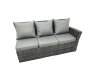 Fimous 10 Seat Rattan High Back Corner Sofa Set Patio Dining Table Set with 3 Footstool Dark Grey Mixed