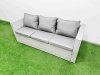 Fimous Rattan Garden Furniture Dining Set 7-seater Patio Rectangular Table 3 Seater Sofa Set with Big Stool Light Grey