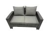 Fimous PE Rattan Garden Furniture Set Lounge Double Seat Sofa Coffee Table Set with 2 Side Tables 3 Stools Dark Grey MixedMixed