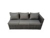 Fimous 10 Seater Garden Outdoor Rattan Furniture Set Patio Corner Sofa Rectangular Coffee Table with 2 Big Stools Side Table Dark Grey