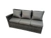 Fimous 11 Seater Garden Outdoor Rattan Furniture Set Rattan Corner Sofa Oblong Dining Table with 2 Armchairs 3 Footstools Dark Grey