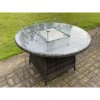 Outdoor PE Dark Mixed Grey Rattan Propane Butane Gas Fire Pit Dining Round Table Gas Heater Burner Garden Furniture Accessory
