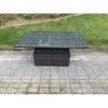 Fimous 6 Seater Garden Dining Sets Outdoor Rattan Furniture Lounge Sofa Height Adjustable Rising lifting Table Set Dark Grey Mixed