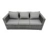 Fimous Rattan Dining Table Sofa Set with 2 Side Tables 2 Big Footstools Outdoor Garden Furniture Set Dark Grey Mixed