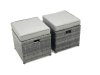 Fimous Garden Outdoor Rattan Furniture Set with Sofa Coffee table 2 Small Footstools Dark Grey Mixed