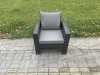 Fimous Rattan Garden Furniture Set Patio Outdoor Lounge Sofa Set with Square Coffee Table Double Seat Sofa 2 Side Tables Big Footstool Dark Grey Mixed
