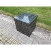 Fimous 12 Seater Garden Dining Sets Outdoor Rattan Furniture Lounge Sofa Height Adjustable Rising lifting Table With 2 Side Tables 3 Footstools Dark Grey Mixed