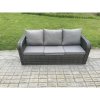Fimous 9 Seater Outdoor Lounge Sofa Set Rattan Garden Furniture Set with Rectangular Coffee Table 2 Side Tables 3 Seater Sofa Dark Grey Mixed