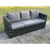 Fimous 8 Seater Rattan Corner Sofa Lounge Sofa Set With Rectangular Coffee Table 2 Stool Dark Grey Mixed Right Hand